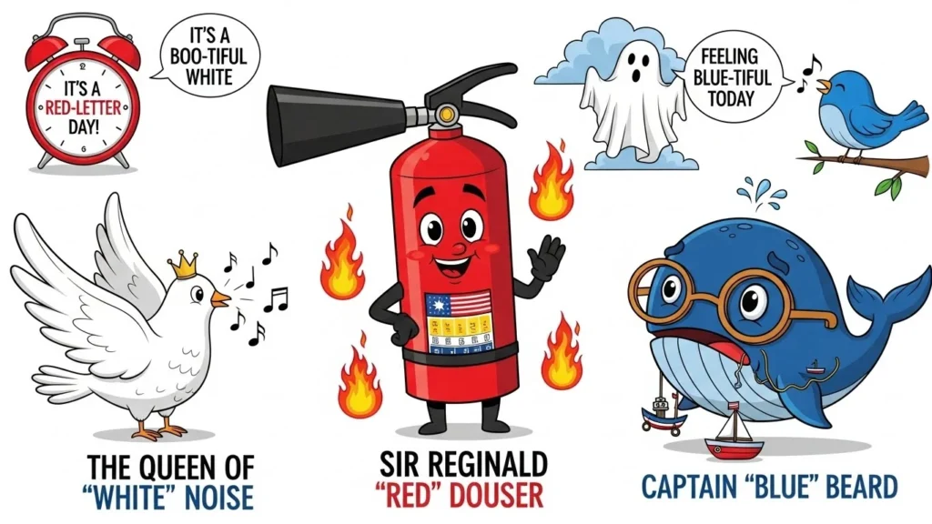 red white and blue puns